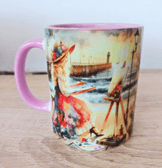 Ressam vintage baskı porselen kupa