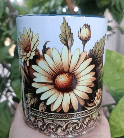 Çiçekler vintage baskı porselen kupa