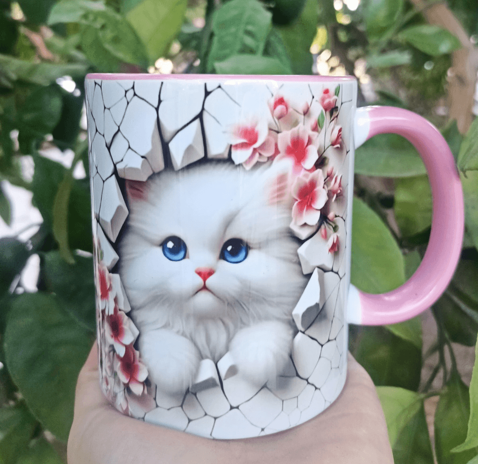 Sevimli kedi baskı porselen kupa