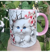 Sevimli kedi baskı porselen kupa