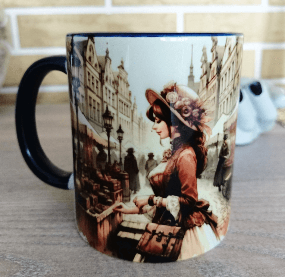 Londra çarşısı vintage baskı porselen kupa