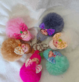 Sevimli ponpon bebek gri anahtarlık çanta aksesuarı