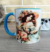 Çiçekler vintage baskı porselen kupa