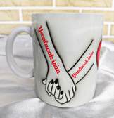 El ele sevgililer günü özel tasarım kişiselleştirilebilir büyük boy porselen  kupa