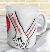 El ele sevgililer günü özel tasarım kişiselleştirilebilir büyük boy porselen  kupa