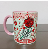 Doğru aşk asla ölmez sevgililer günü özel baskı büyük boy porselen kupa