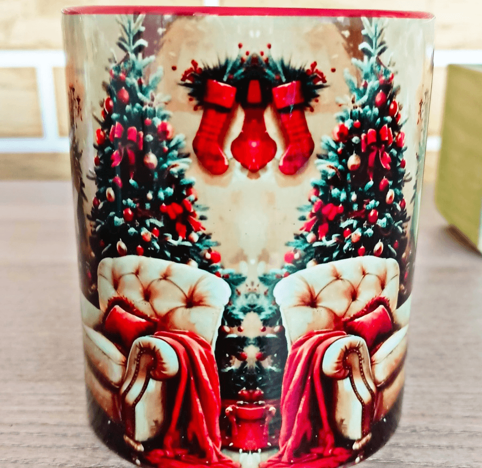 Yılbaşı gecesi vintage baskı büyük boy porselen kupa