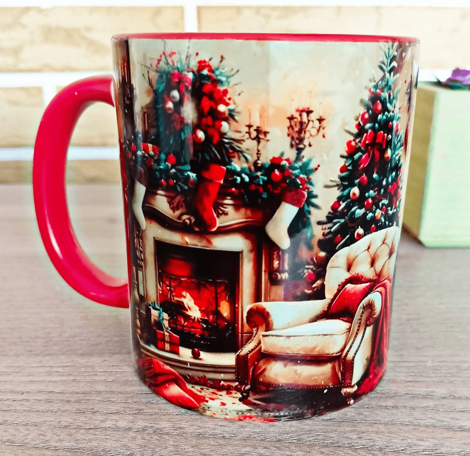 Yılbaşı gecesi vintage baskı büyük boy porselen kupa