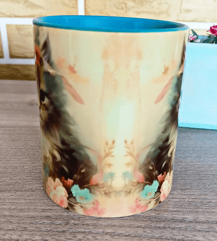 Sevimli kedi vintage baskı büyük boy porselen kupa