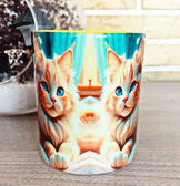 Asil kedi vintage baskı büyük boy porselen kupa