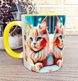 Asil kedi vintage baskı büyük boy porselen kupa