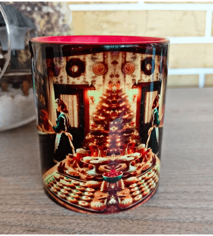 Yılbaşı telaşı vintage baskı büyük boy porselen kupa