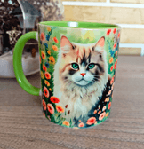 Asil kedi vintage baskı büyük boy porselen kupa