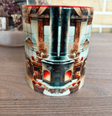 Kış masalı vintage baskı büyük boy porselen kupa