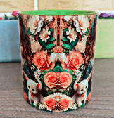 Kedili kız baskı büyük boy porselen kupa