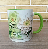 Skulent baskı büyük boy porselen kupa