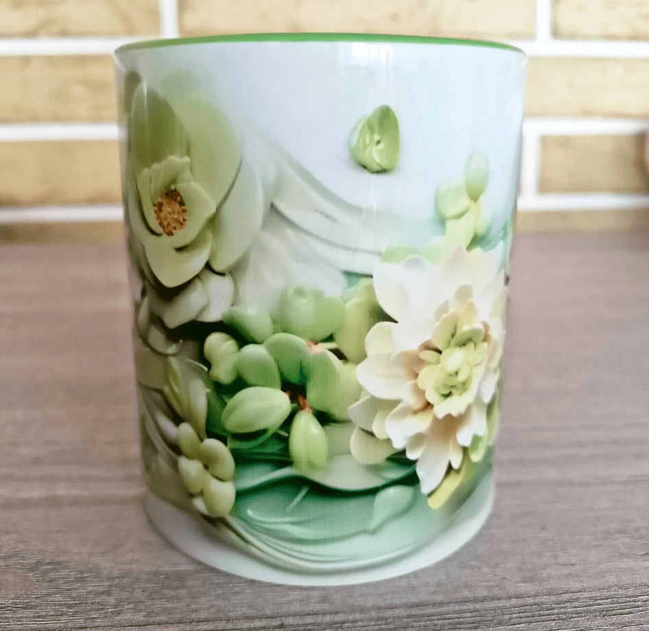 Skulent baskı büyük boy porselen kupa