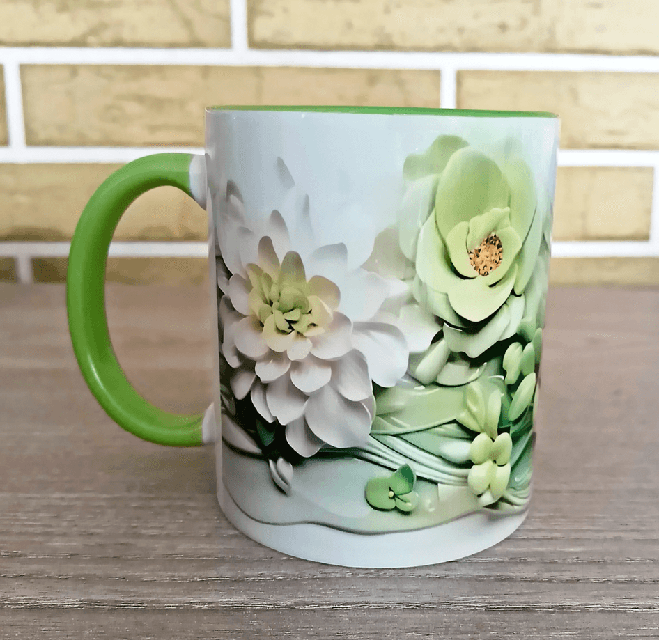 Skulent baskı büyük boy porselen kupa