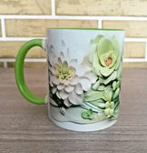 Skulent baskı büyük boy porselen kupa