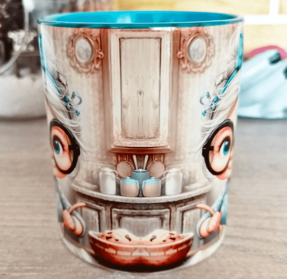 Kedi vintage baskı büyük boy porselen kupa