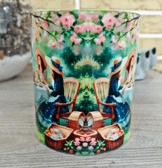 Çay saati vintage baskı büyük boy porselen kupa