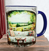 Soğuk duvar vintage baskı porselen kupa