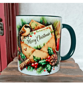 Merry christmas vintage baskı yılbaşı temalı porselen kupa