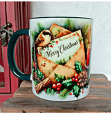 Merry christmas vintage baskı yılbaşı temalı porselen kupa