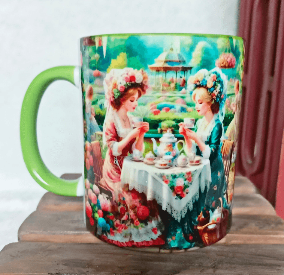 Ay keyfi  vintage baskı büyük boy porselen kupa