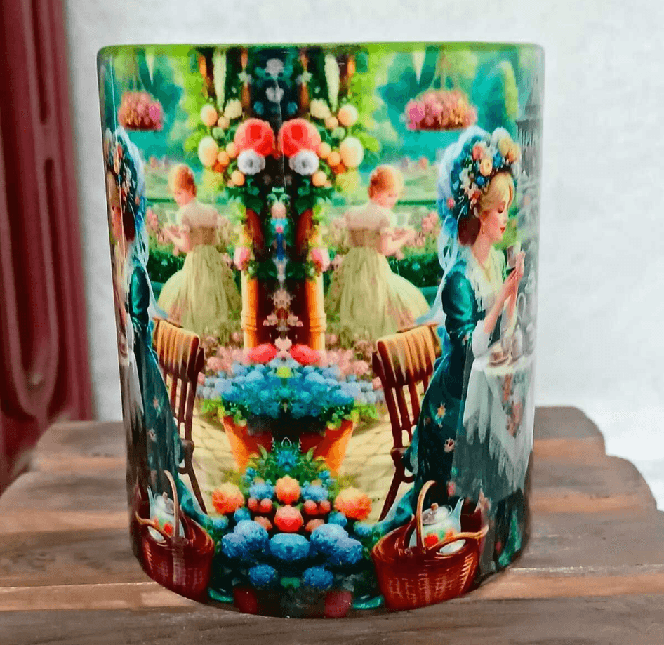 Ay keyfi  vintage baskı büyük boy porselen kupa