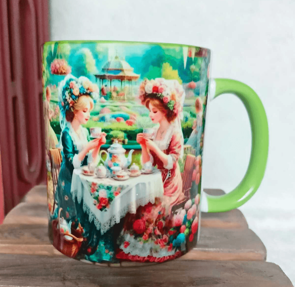 Ay keyfi  vintage baskı büyük boy porselen kupa