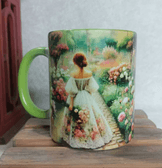 Güllerin içinden vintage baskı büyük boy porselen kupa