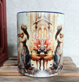 Kemancı kız vintage baskı büyük boy porselen kupa