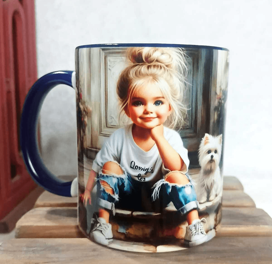 Sevimli dostlar vintage baskı büyük boy porselen kupa