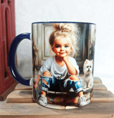 Sevimli dostlar vintage baskı büyük boy porselen kupa