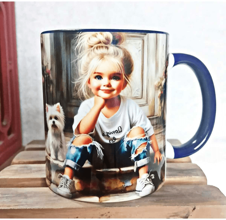 Sevimli dostlar vintage baskı büyük boy porselen kupa