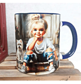 Sevimli dostlar vintage baskı büyük boy porselen kupa