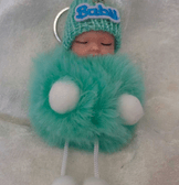 Sevimli ponpon bebek yeşil anahtarlık çanta aksesuarı