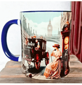 Londra vintage baskı büyük boy porselen kupa