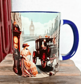 Londra vintage baskı büyük boy porselen kupa