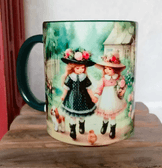 Arkadaşım vintage baskı büyük boy porselen kupa