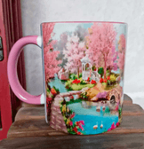 Köprü vintage baskı büyük boy porselen kupa