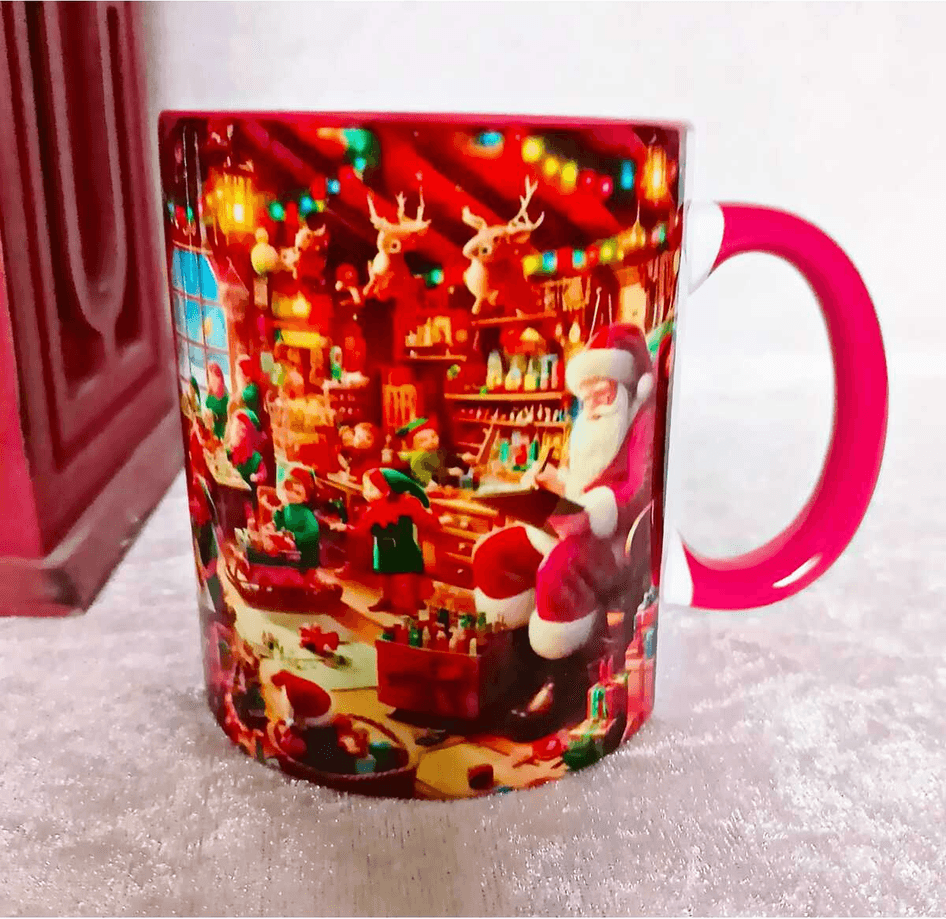 Noel baba vintage baskı büyük boy porselen kupa