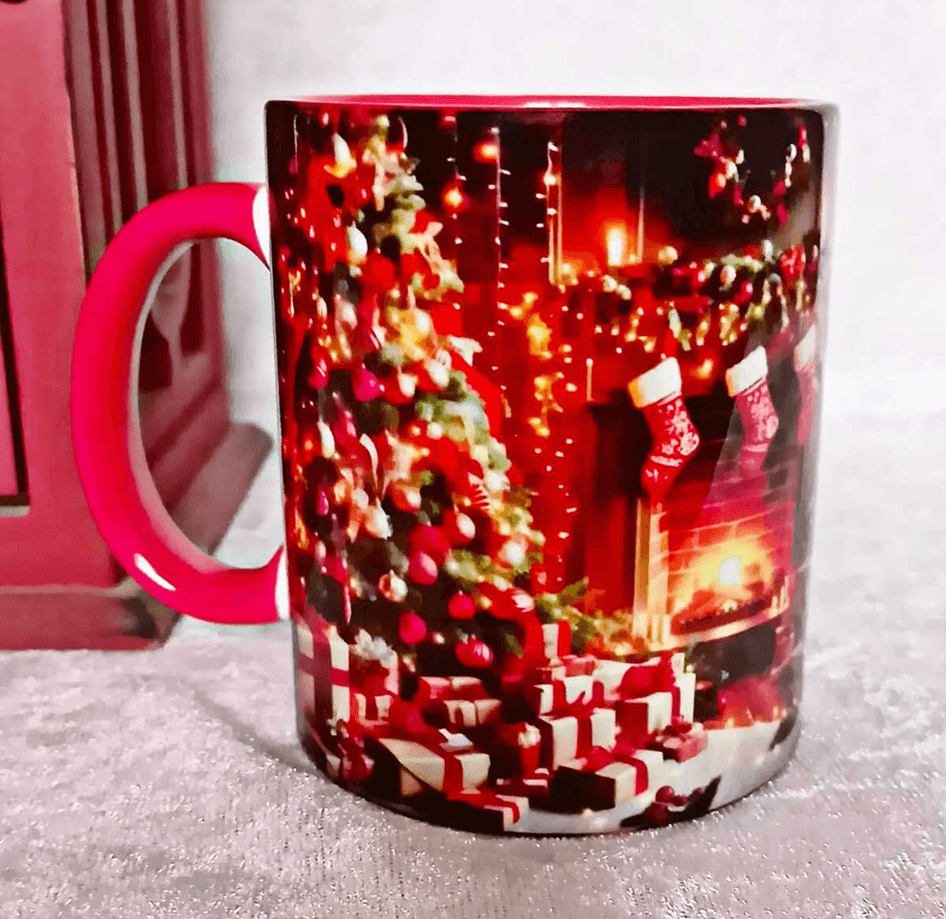 Noel baba vintage baskı büyük boy porselen kupa