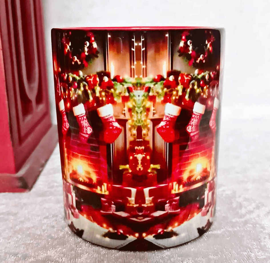 Noel baba vintage baskı büyük boy porselen kupa