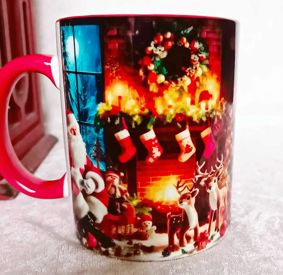 Noel baba vintage baskı büyük boy porselen kupa