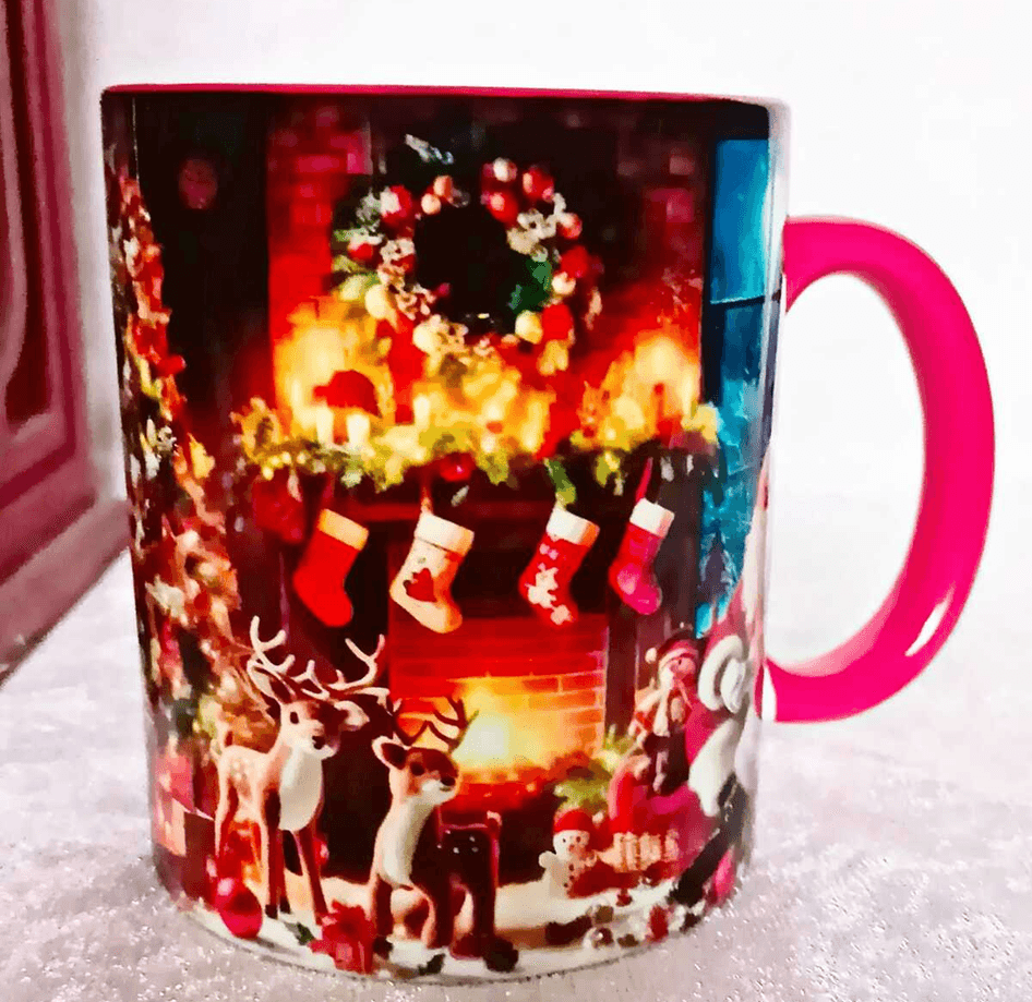 Noel baba vintage baskı büyük boy porselen kupa