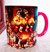 Noel baba vintage baskı büyük boy porselen kupa