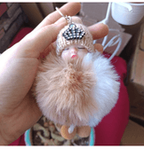 Sevimli ponpon bebek kahverengi anahtarlık çanta aksesuarı