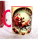 Noel baba vintage baskı büyük boy porselen kupa